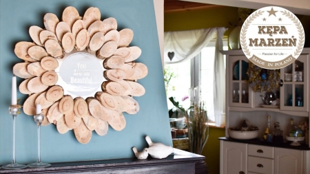 Rozeta z Krążk&oacute;w Drewna - Lustro